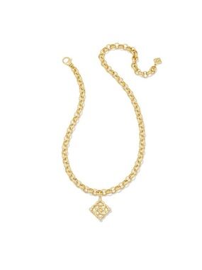 Kendra Scott Signature Iris Statement Necklace Gold Link Rolo Thick Chain